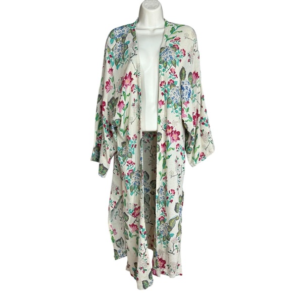 Free People Cream Floral Beaded Sequin Kimono Duster Women’s Size S - Picture 7 of 17
